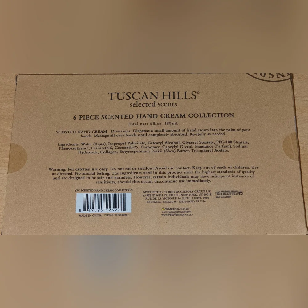 Tuscan Hills Gift Set of 6 Scented Hand Lotions NEW